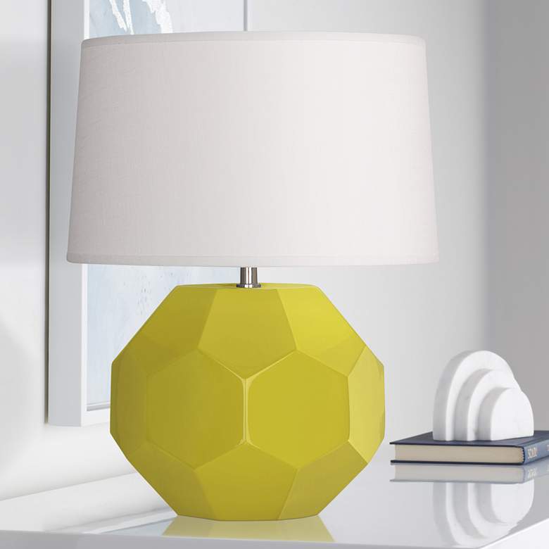 Image 1 Franklin 16 1/2"H Citron Glazed Ceramic Accent Table Lamp