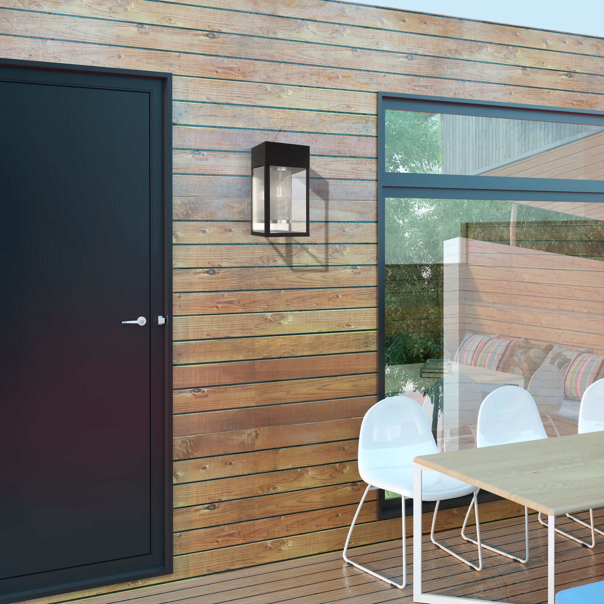 Franklin 16" High Black Outdoor Wall Light in scene