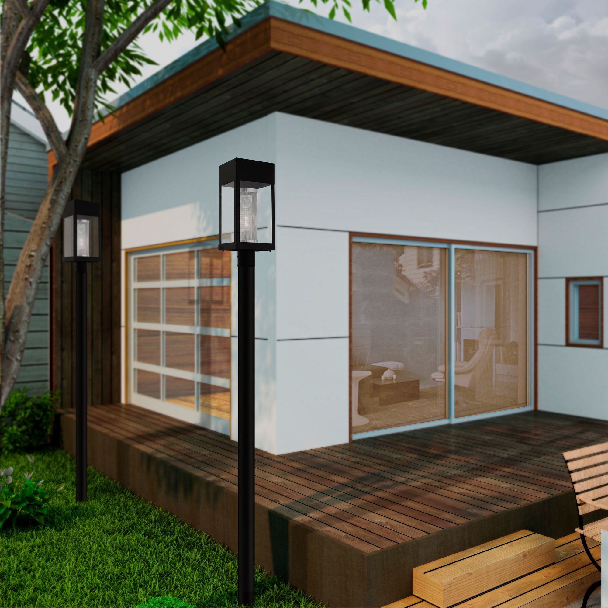 Franklin 19" High Black Outdoor Lantern Post Light