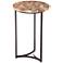 Franklin 23" Matte Black and Petrified Wood Accent Table