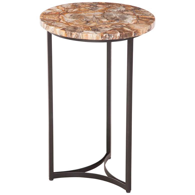 Image 1 Franklin 23" Matte Black and Petrified Wood Accent Table