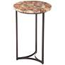 Franklin 23" Matte Black and Petrified Wood Accent Table