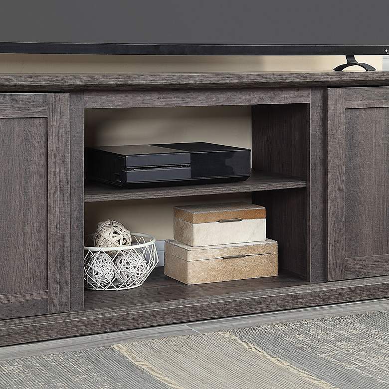 Image 4 Franklin 60" Wide Brown Wood Rectangular 2-Door TV Stand more views