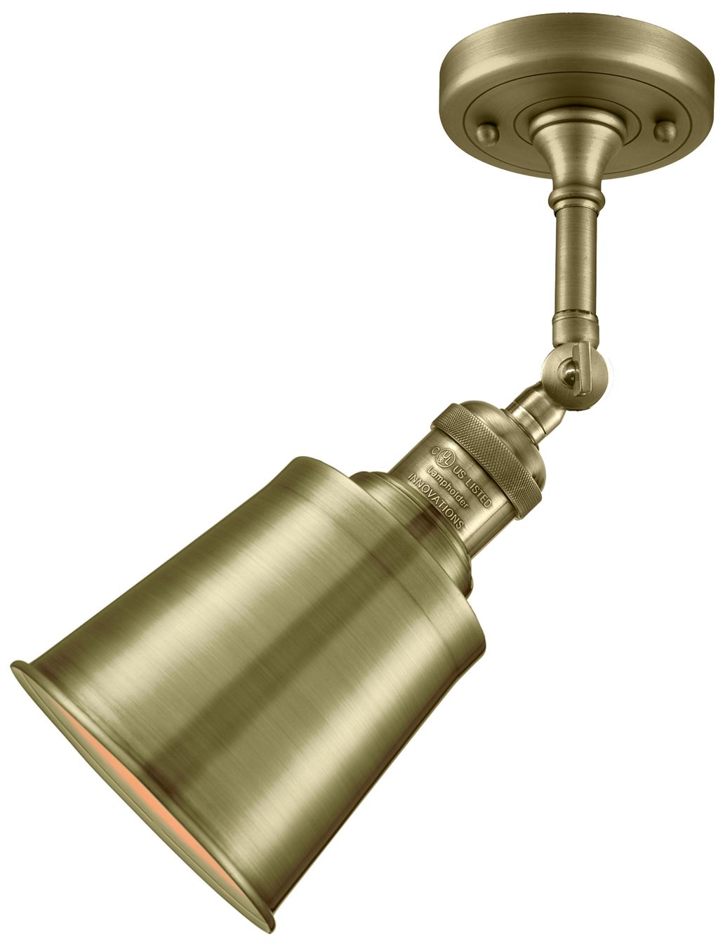 Image 2 Franklin Addison 5.25"W Antique Brass Adjustable Semi.Flush more views