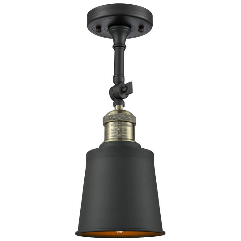 Image 1 Franklin Addison 5.25"W Black Brass Adjustable Semi.Flush w/ Brass Sha