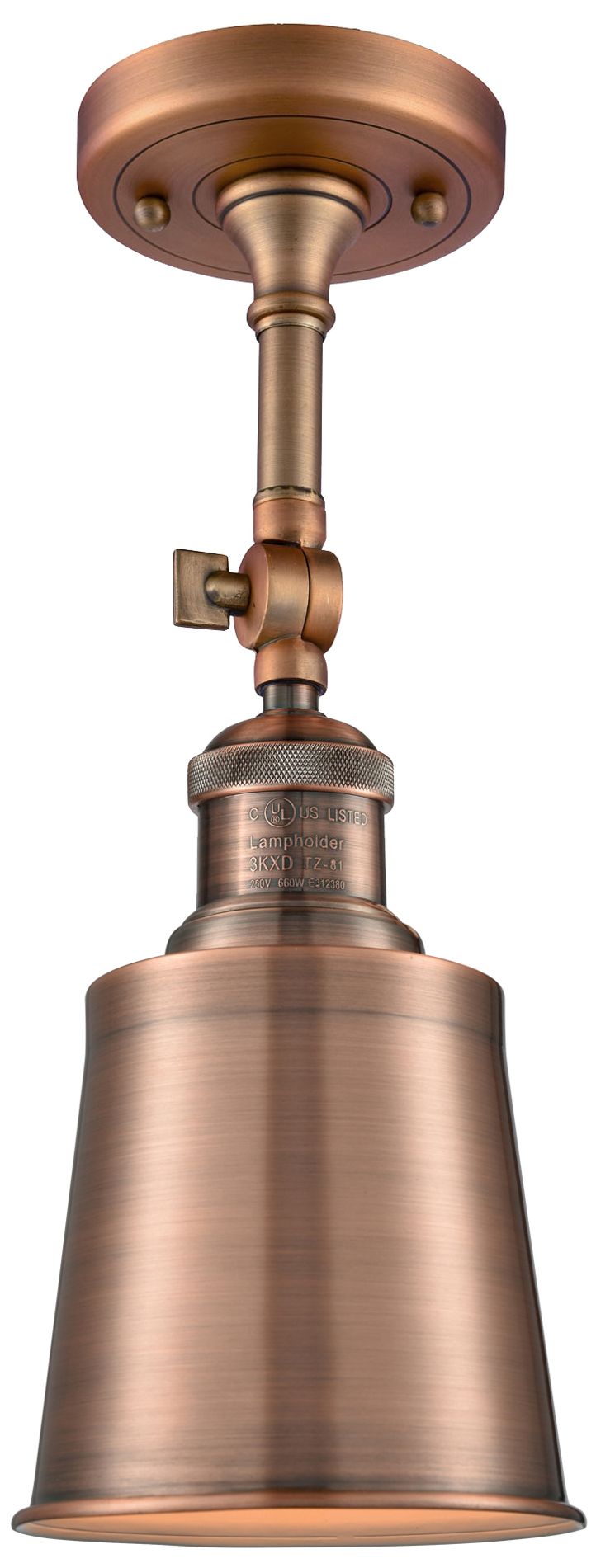 Franklin Addison 5.25"W Copper Adjustable Semi.Flush Mount w/ Copper S