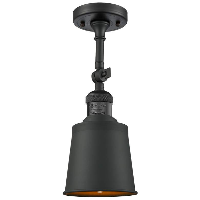 Image 1 Franklin Addison 5.25"W Matte Black Adjustable Semi.Flush w/ Black Sha