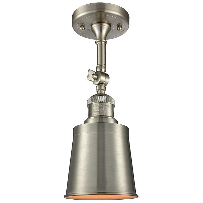 Image 1 Franklin Addison 5.25"W Satin Nickel Adjustable Semi.Flush
