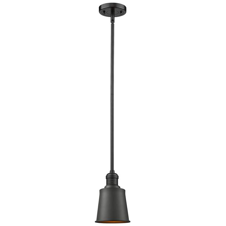 Image 1 Franklin Addison 5" Wide Bronze Stem Hung Mini Pendant w/ Bronze Shade