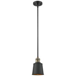 Franklin Addison 5"W Black Brass Stem Hung Mini Pendant w/ Black Shade