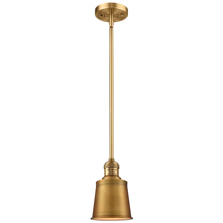 Image 1 Franklin Addison 5"W Brushed Brass Stem Hung Mini Pendant w/ Brass Sha