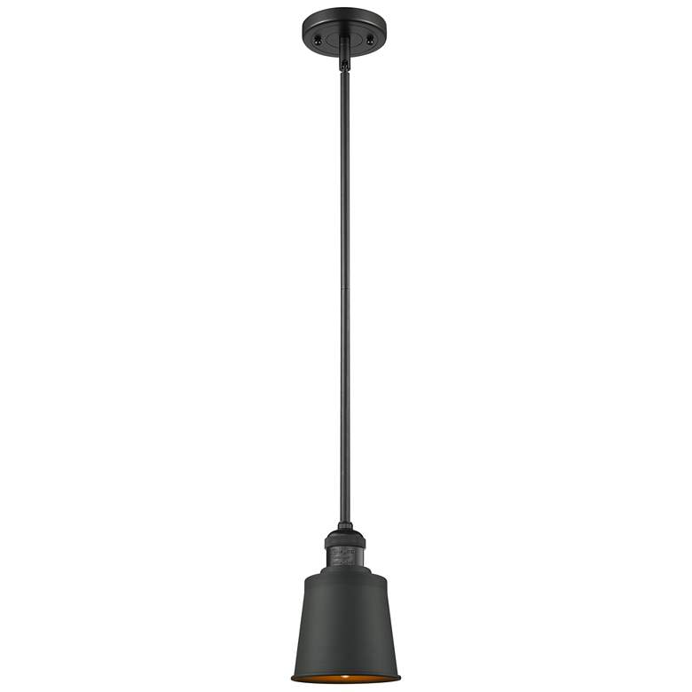 Image 1 Franklin Addison 5"W Matte Black Stem Hung Mini Pendant w/ Black Shade