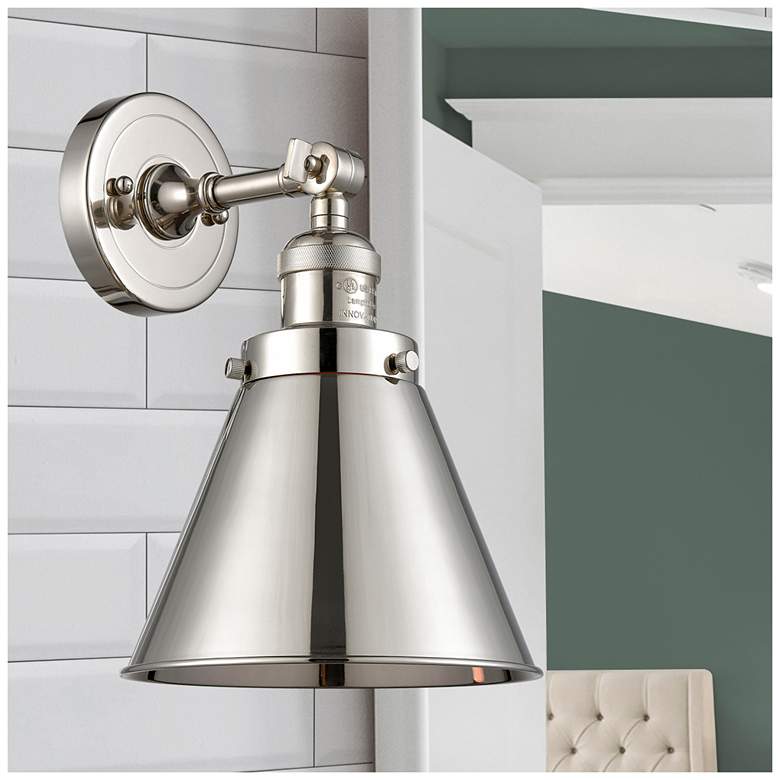 Image 4 Franklin Appalachian 8" Polished Nickel Sconce w/ Polished Nickel Shad more views