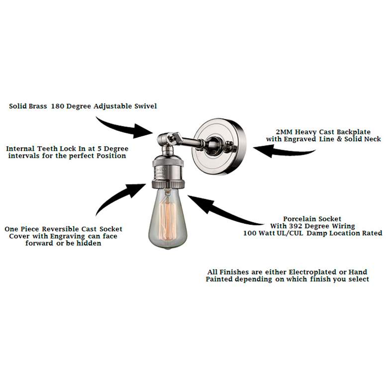 Image 7 Franklin Appalachian 8" Polished Nickel Sconce w/ Polished Nickel Shad more views