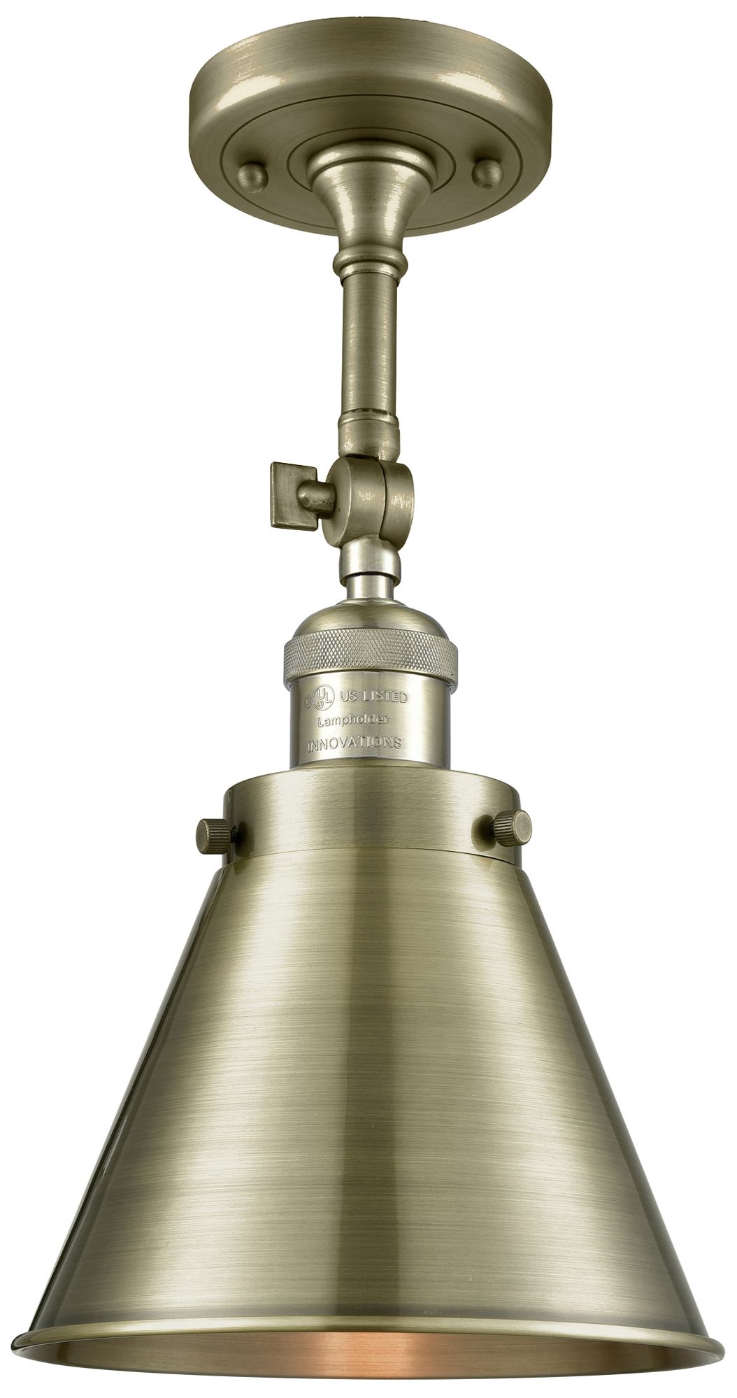 Franklin Appalachian 8"W Antique Brass Adjustable Semi.Flush