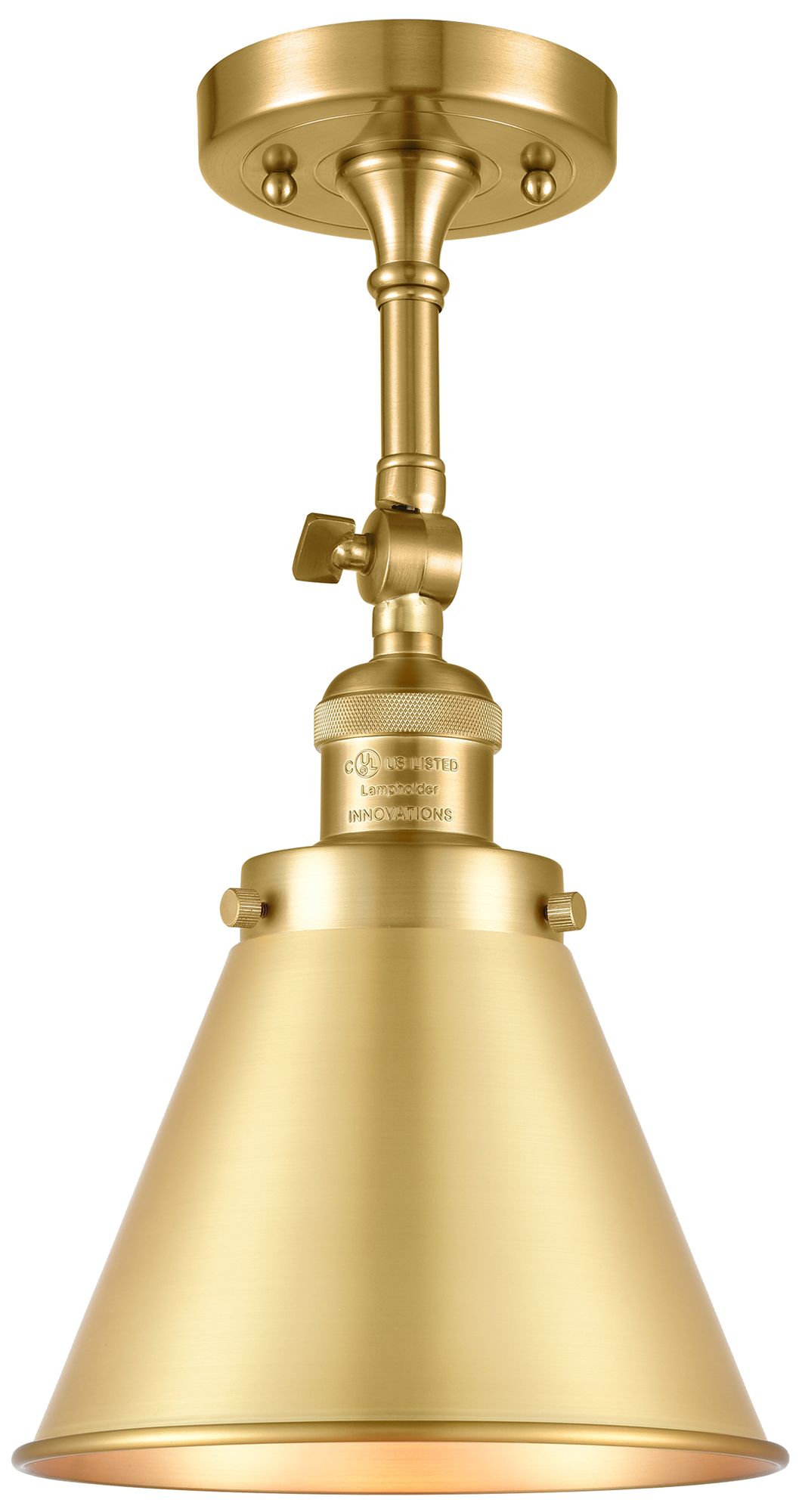 Franklin Appalachian 8"W Satin Gold Adjustable Semi.Flush