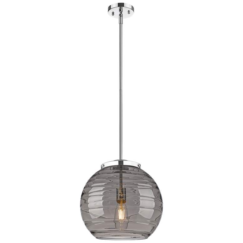 Image 1 Franklin Athens 13.75"W Chrome Stemmed Pendant w/ Smoke Swirl Shade