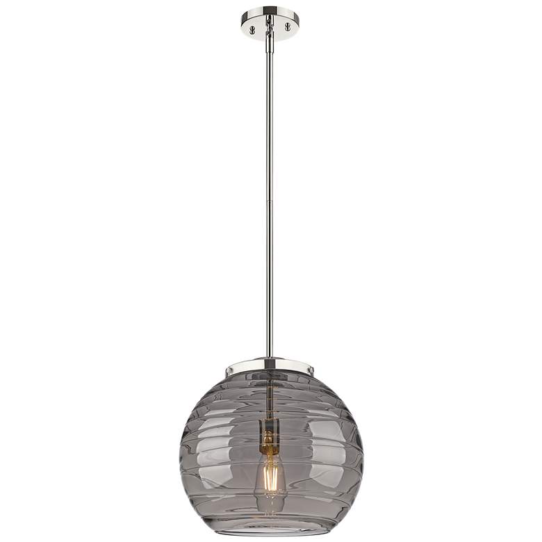 Image 1 Franklin Athens 13.75"W Polished Nickel Stem Pendant w/ Smoke Swirl Sh