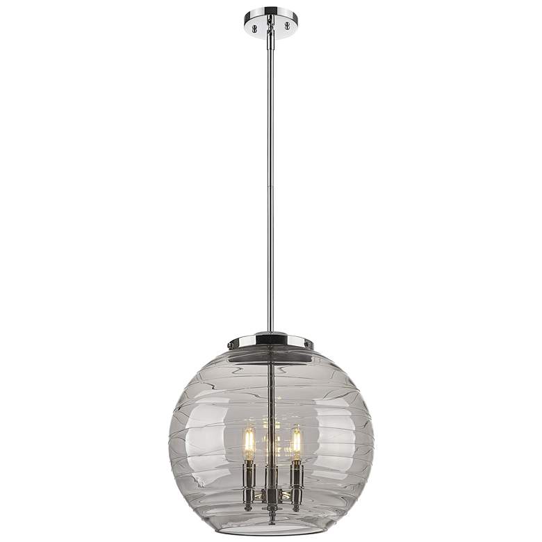 Image 1 Franklin Athens 15.75"W 3 Light Chrome Stemmed Pendant w/ Smoke Swirl