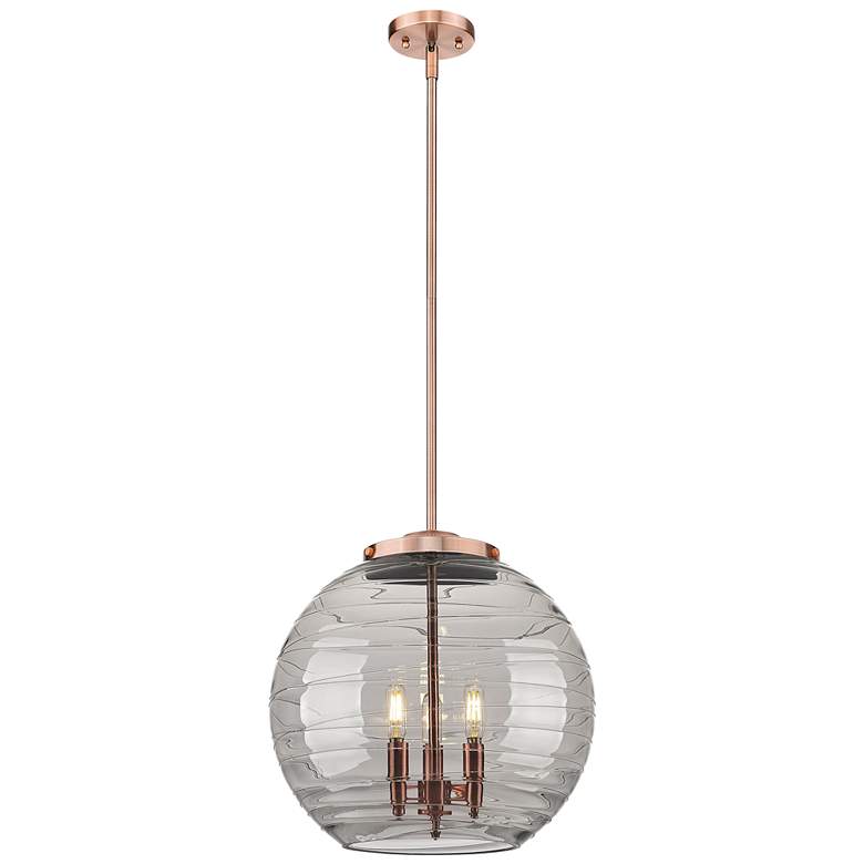 Image 1 Franklin Athens 15.75"W 3 Light Copper Stemmed Pendant w/ Smoke Swirl