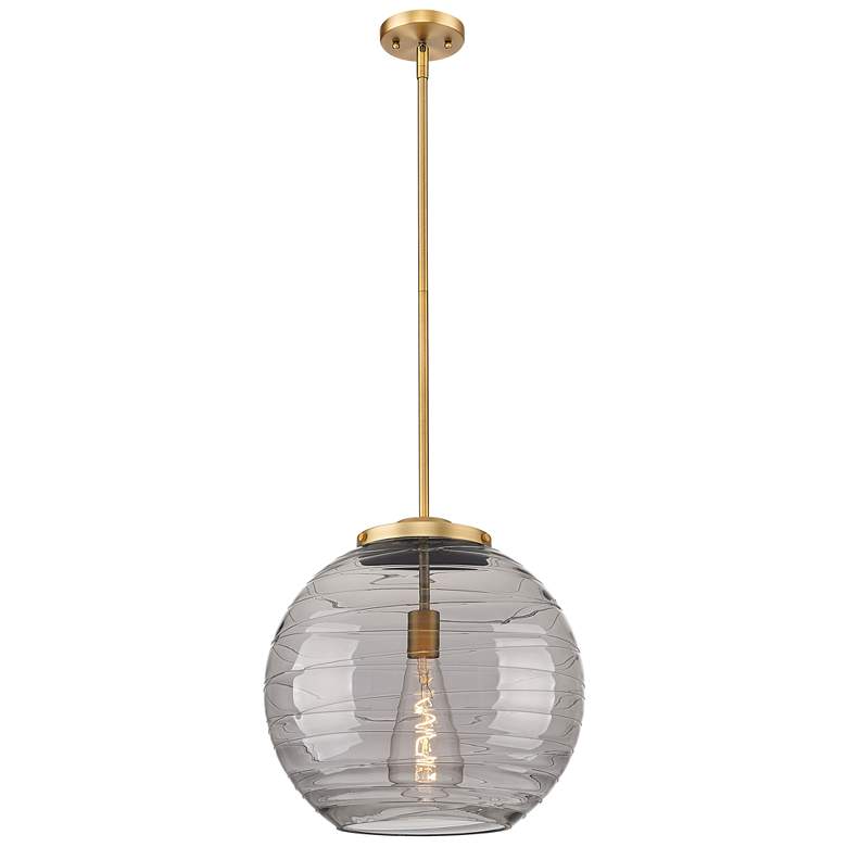 Image 1 Franklin Athens 15.75"W Brushed Brass Stem LED Pendant w/ Smoke Swirl