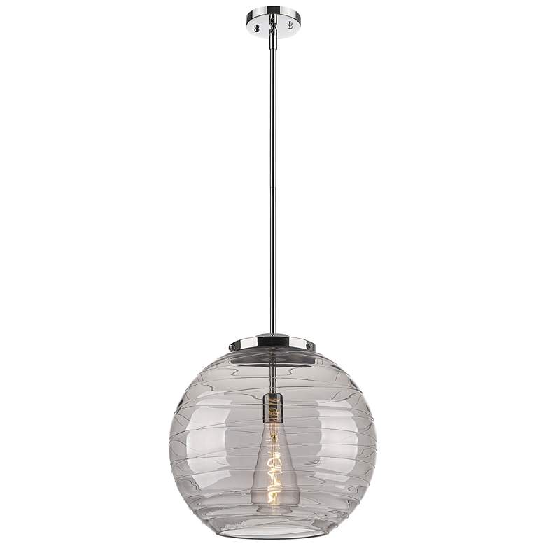 Image 1 Franklin Athens 15.75"W Chrome Stemmed LED Pendant w/ Smoke Swirl Shad
