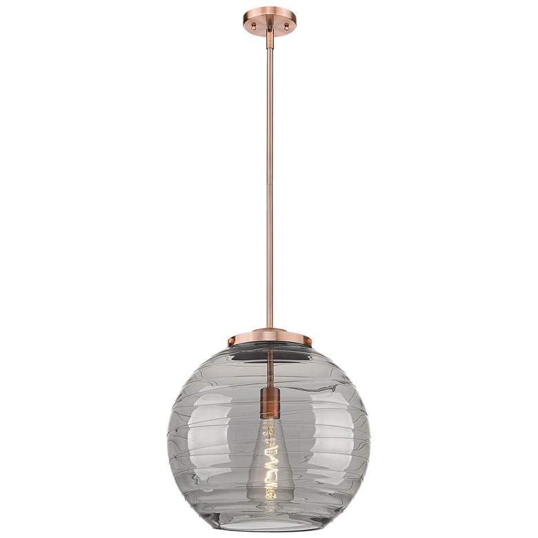 Image 1 Franklin Athens 15.75"W Copper Stemmed Pendant w/ Smoke Swirl Shade