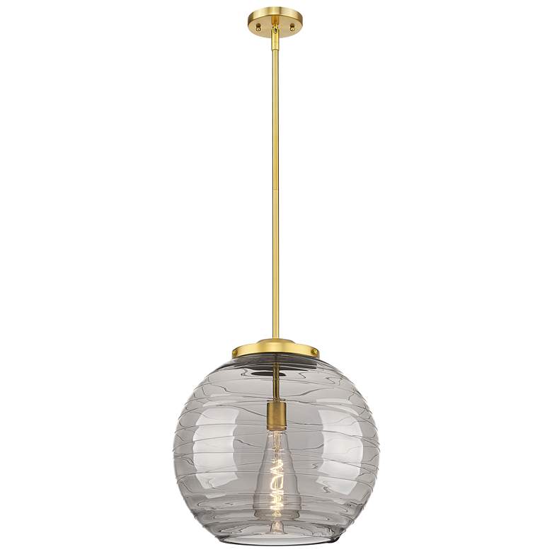 Image 1 Franklin Athens 15.75"W Gold Stemmed LED Pendant w/ Smoke Swirl Shade