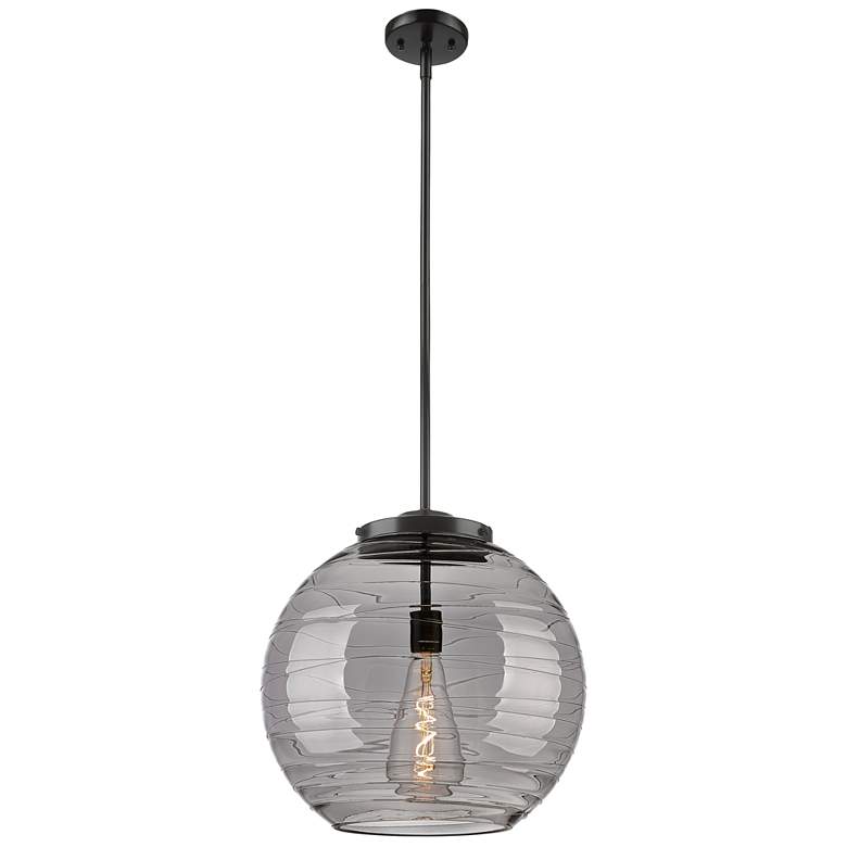 Image 1 Franklin Athens 15.75"W Matte Black Stem LED Pendant w/ Smoke Swirl Sh