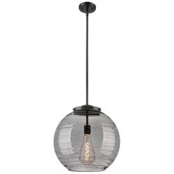 Franklin Athens 15.75"W Matte Black Stemmed Pendant w/ Smoke Swirl Sha