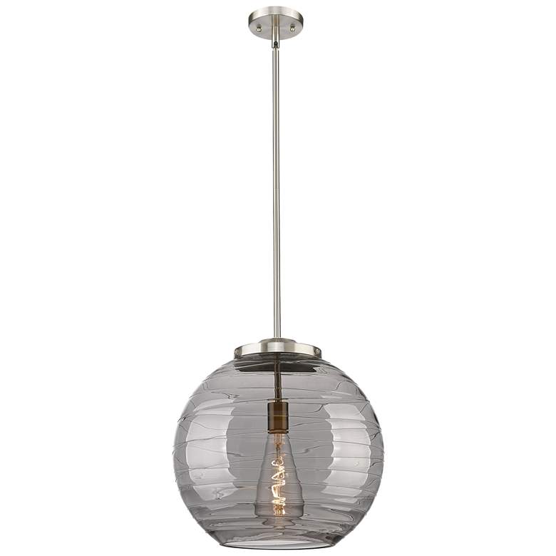 Image 1 Franklin Athens 15.75"W Satin Nickel Stem LED Pendant w/ Smoke Swirl S