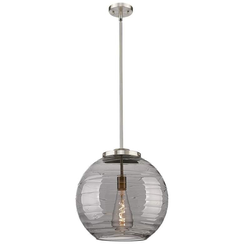Image 1 Franklin Athens 15.75"W Satin Nickel Stemmed Pendant w/ Smoke Swirl Sh
