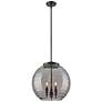 Franklin Athens 16"W 3 Light Matte Black Stem Pendant w/ Smoke Swirl S