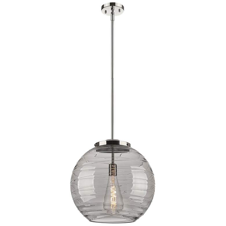 Image 1 Franklin Athens 16"W Polished Nickel Stem LED Pendant w/ Smoke Swirl S