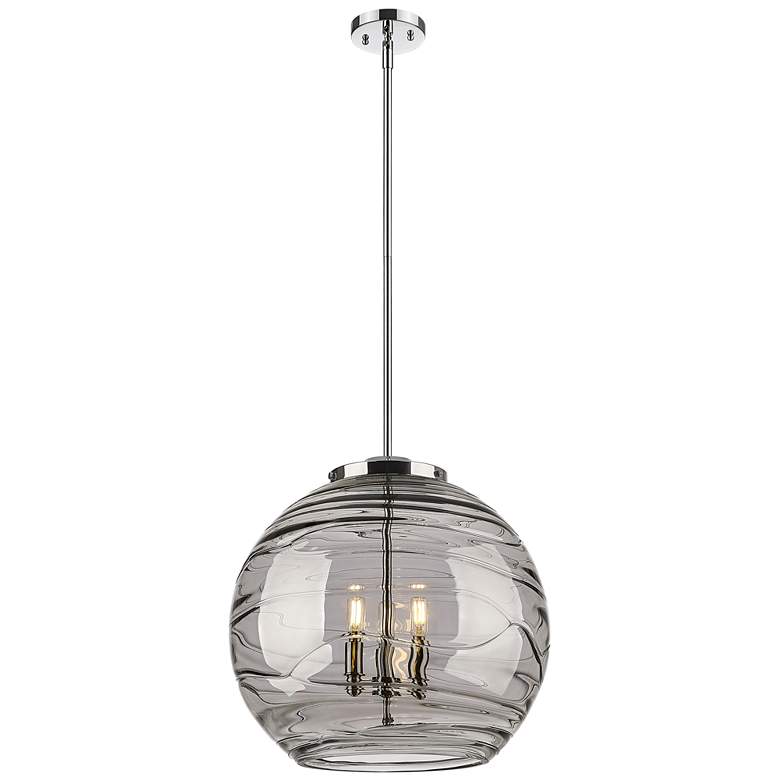 Image 1 Franklin Athens 17.88"W 3 Light Chrome Stemmed Pendant w/ Smoke Swirl