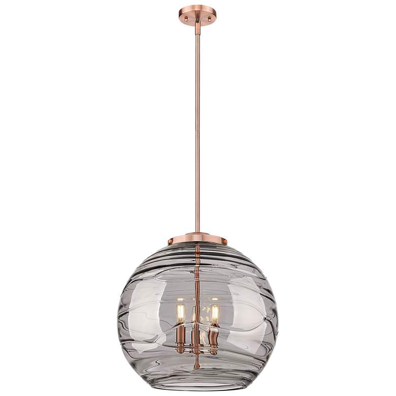 Image 1 Franklin Athens 17.88"W 3 Light Copper Stemmed Pendant w/ Smoke Swirl