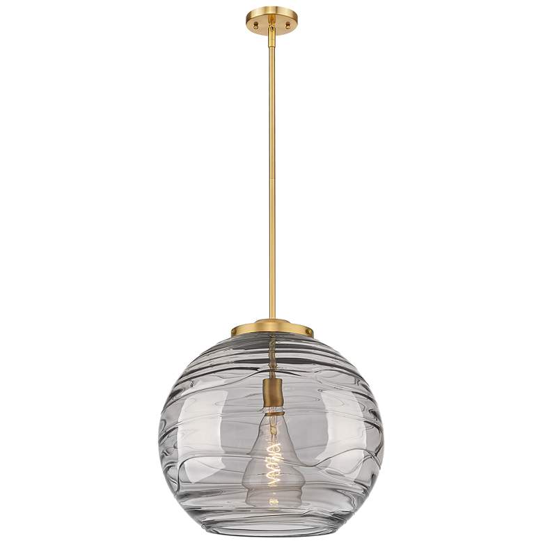 Image 1 Franklin Athens 17.88"W Brushed Brass Stemmed Pendant w/ Smoke Swirl S