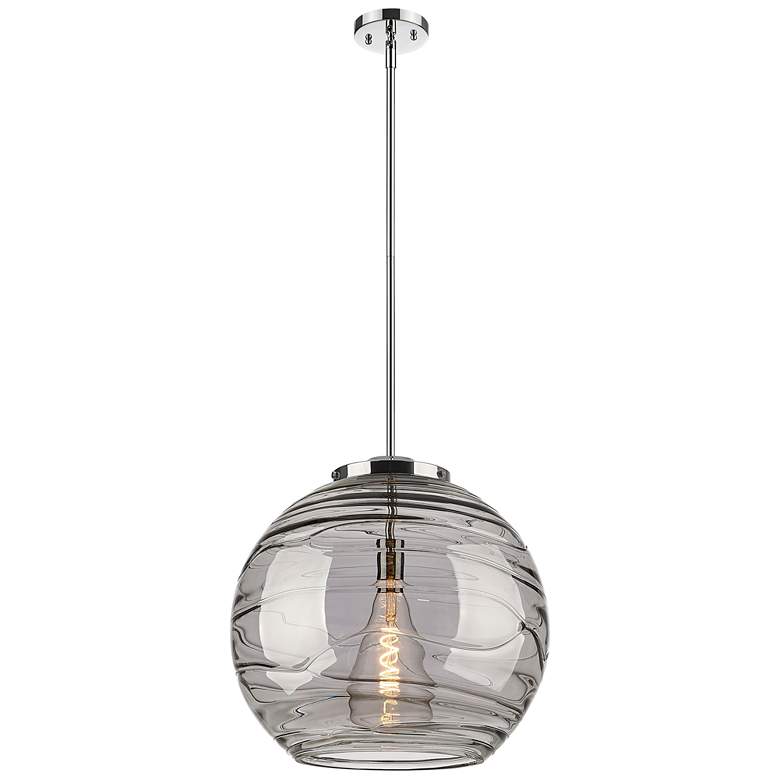 Image 1 Franklin Athens 17.88"W Chrome Stemmed Pendant w/ Smoke Swirl Shade