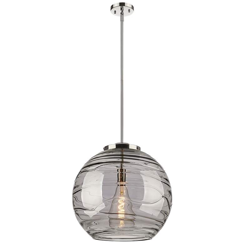 Image 1 Franklin Athens 17.88"W Polished Nickel Stem Pendant w/ Smoke Swirl Sh