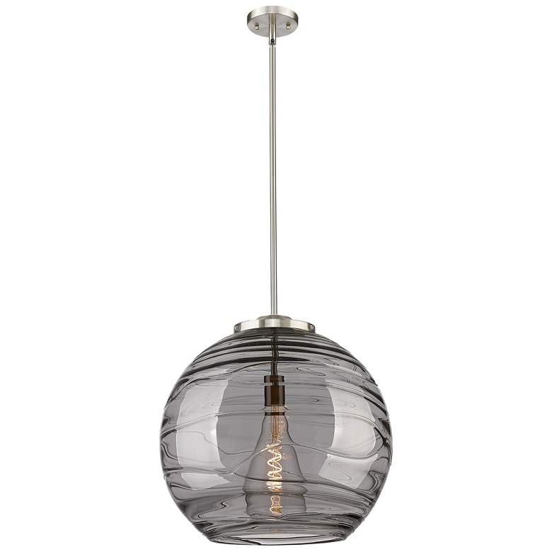 Image 1 Franklin Athens 17.88"W Satin Nickel Stemmed Pendant w/ Smoke Swirl Sh