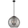 Franklin Athens 18"W 3 Light Matte Black Stem Pendant w/ Smoke Swirl S