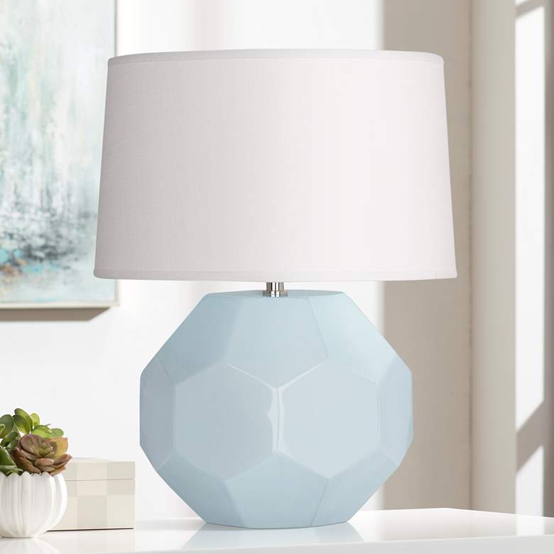 Image 1 Franklin Baby Blue Glazed Ceramic Accent Table Lamp