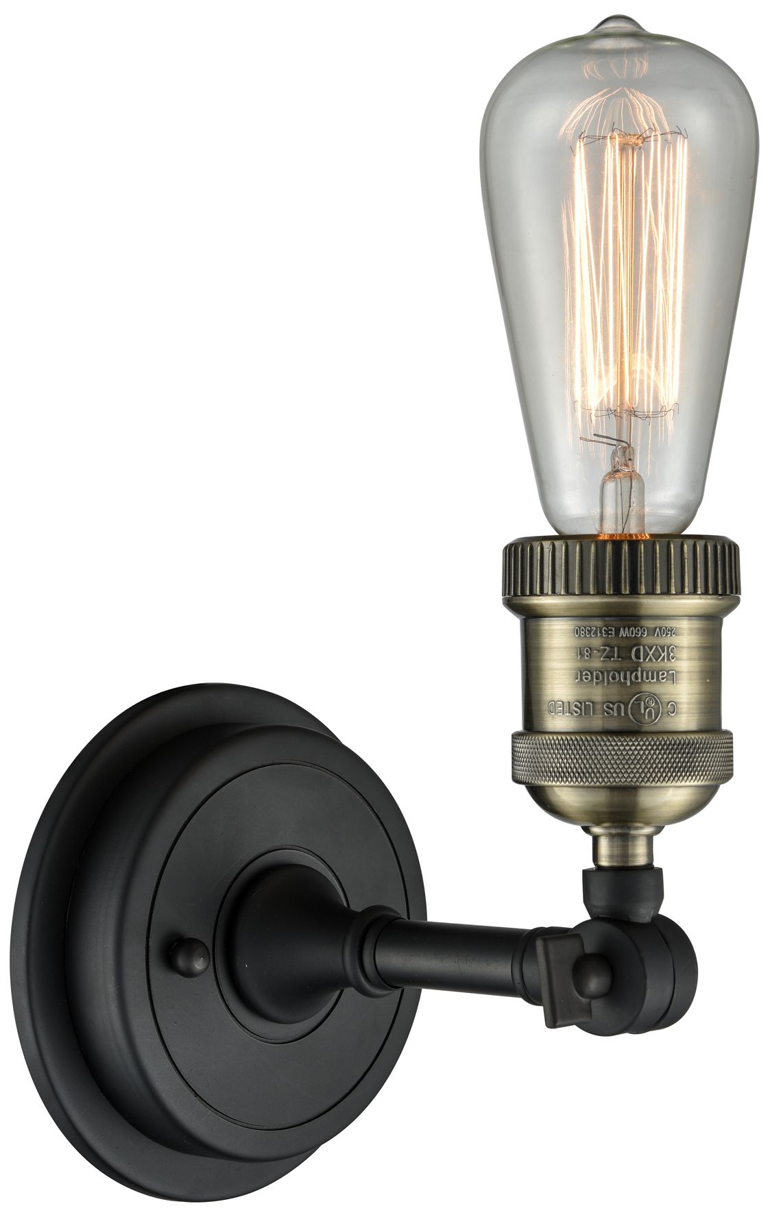 Image 2 Franklin Bare Bulb 6.5"H Matte Black Accented Black Brass Sconce more views