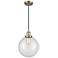 Franklin Beacon 10" Wide Antique Brass Corded Mini Pendant w/ Clear Sh