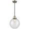 Franklin Beacon 10" Wide Antique Brass Corded Mini Pendant w/ Seedy Sh