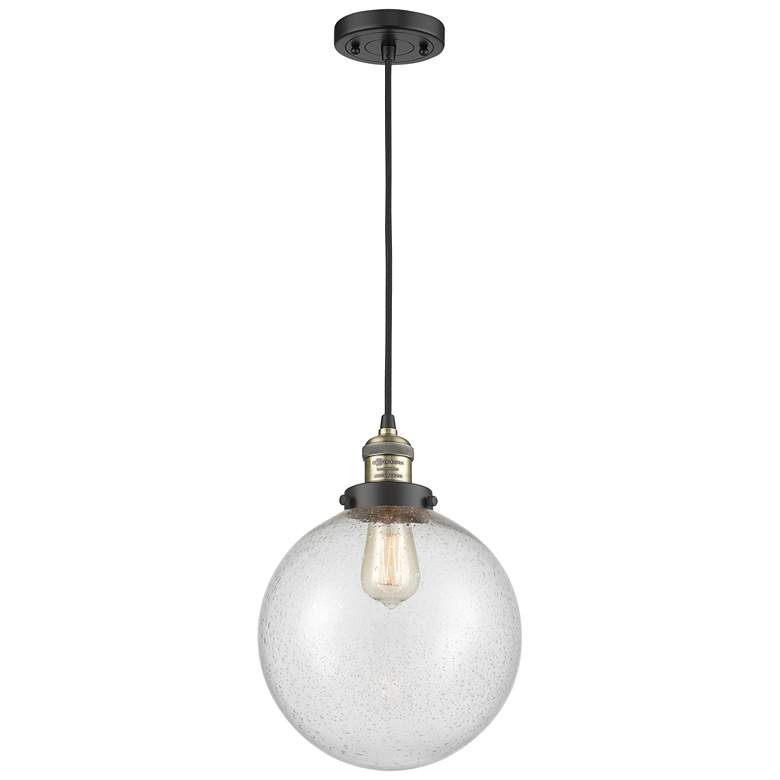 Image 1 Franklin Beacon 10" Wide Black Brass Corded Mini Pendant w/ Seedy Shad