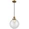 Franklin Beacon 10" Wide Brushed Brass Corded Mini Pendant w/ Clear Sh