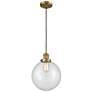 Franklin Beacon 10" Wide Brushed Brass Corded Mini Pendant w/ Clear Sh
