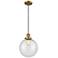 Franklin Beacon 10" Wide Brushed Brass Corded Mini Pendant w/ Seedy Sh