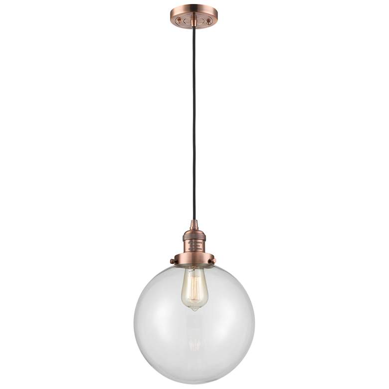 Image 1 Franklin Beacon 10" Wide Copper Corded Mini Pendant w/ Clear Shade